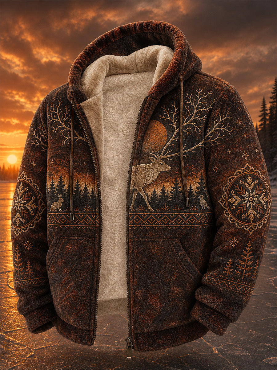 Retro nordiskt konsttryck – avslappnad och bekväm hoodie