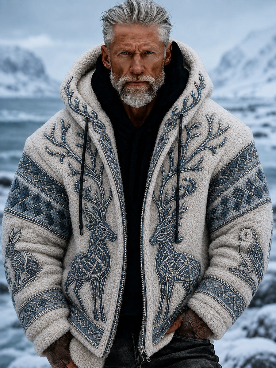 Retro nordiskt konsttryck – avslappnad och bekväm hoodie