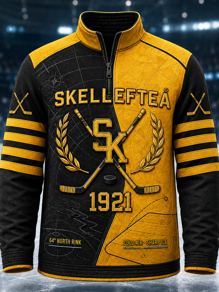 Herrskjortan Skellefteå AIK tryckt avslappnad sweatshirt med dragkedja