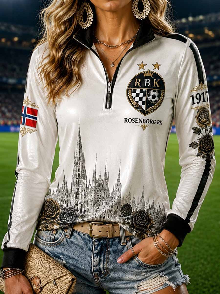 Damens vintage-RBK-fotbollslagstryck på pikétröja