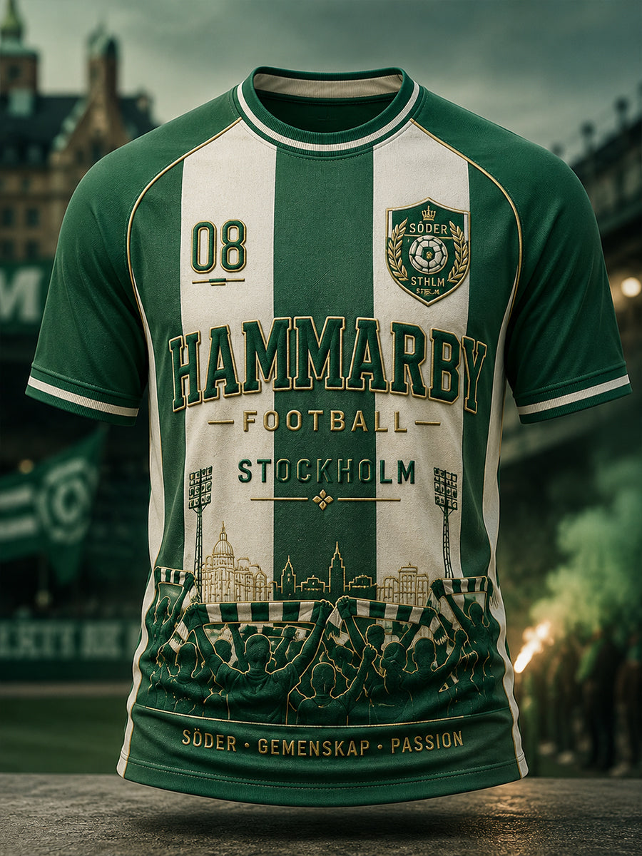 Herrtröja i svensk fotboll – favorit för Hammarby-supportrar, kortärmad t-shirt