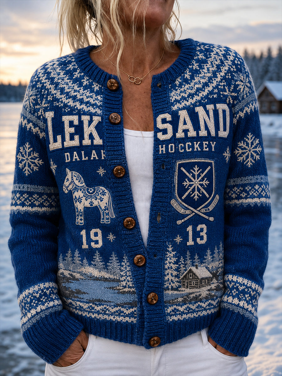 Kvinnors svenska ishockey Leksands Om fans älskare Skriv ut knapp Cardigan