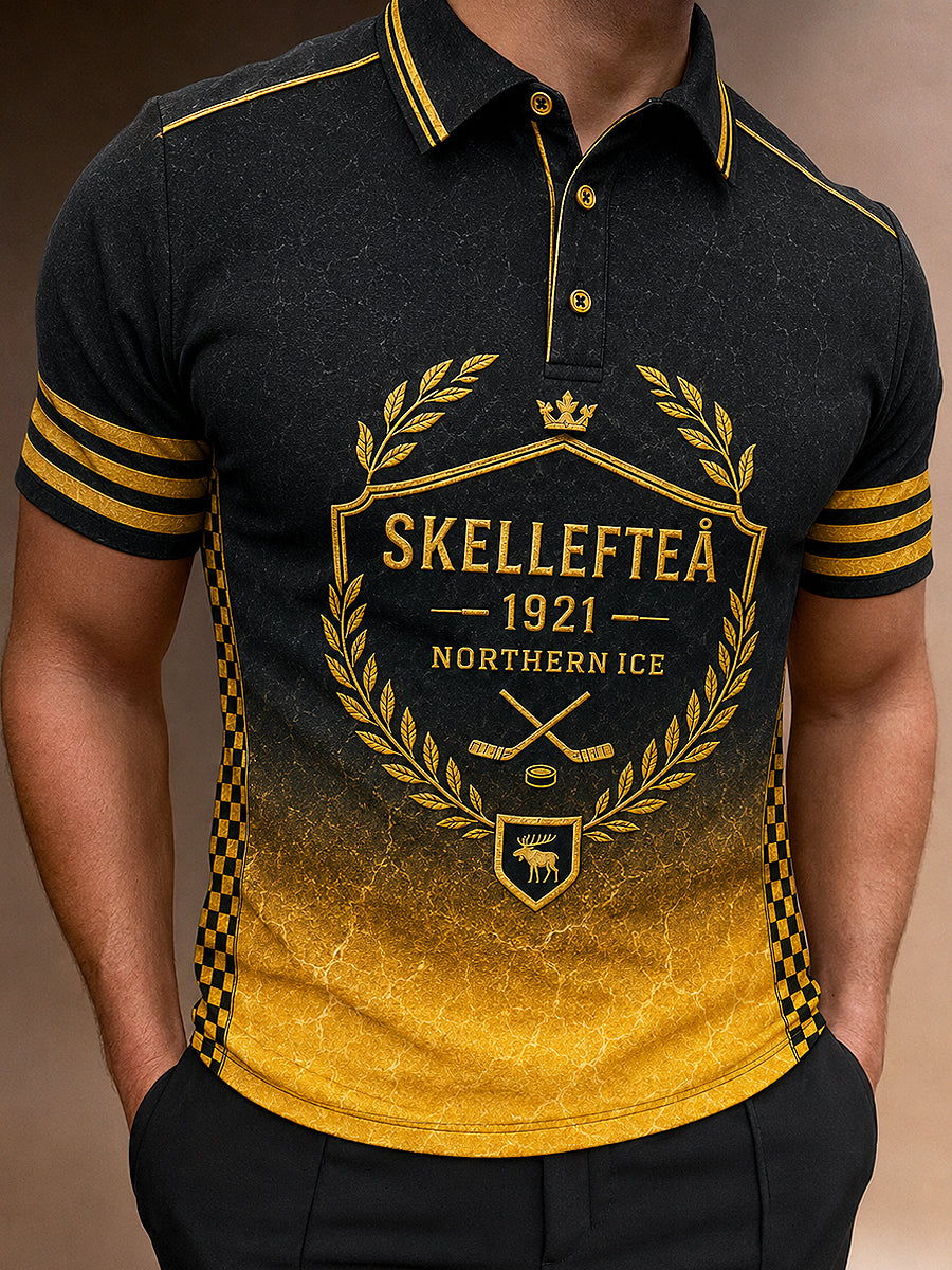 Herrpolotröja med tryckt logga från Skellefteå AIK, avslappnad modell med korta ärmarna