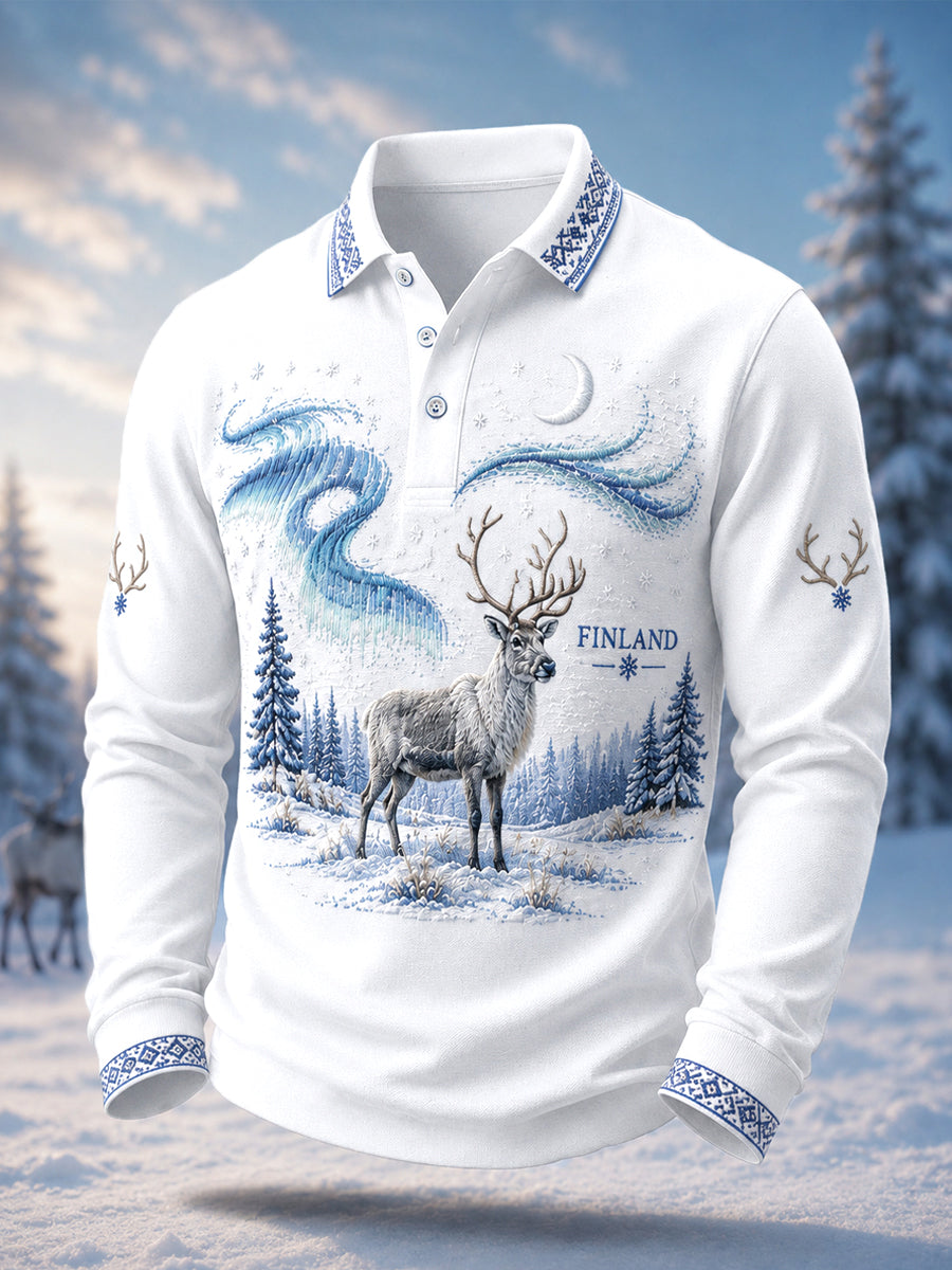 Herrens nordiska renarv Skriv ut Casual Lång ärm Polo.