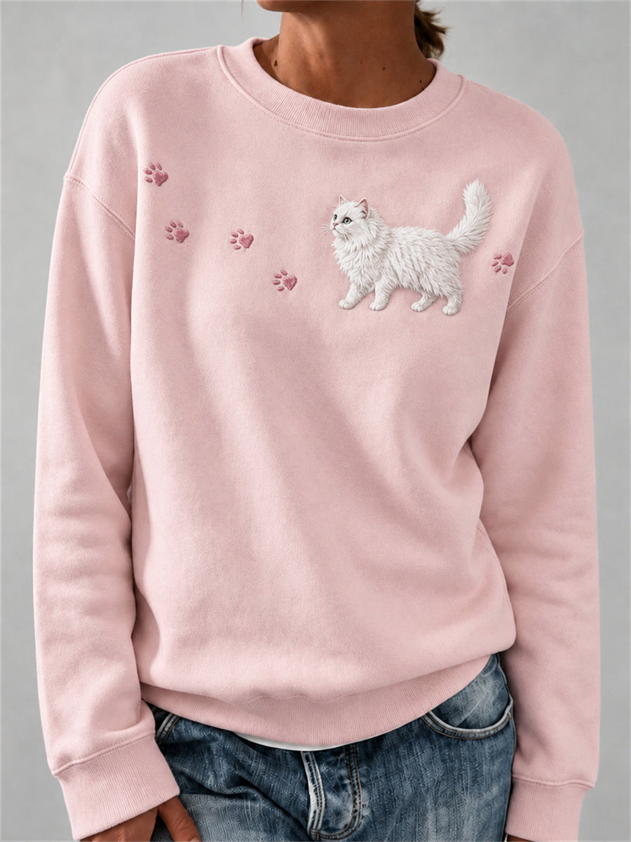 Kvinnors ljuvliga fuzzy vit katt & tassar Print