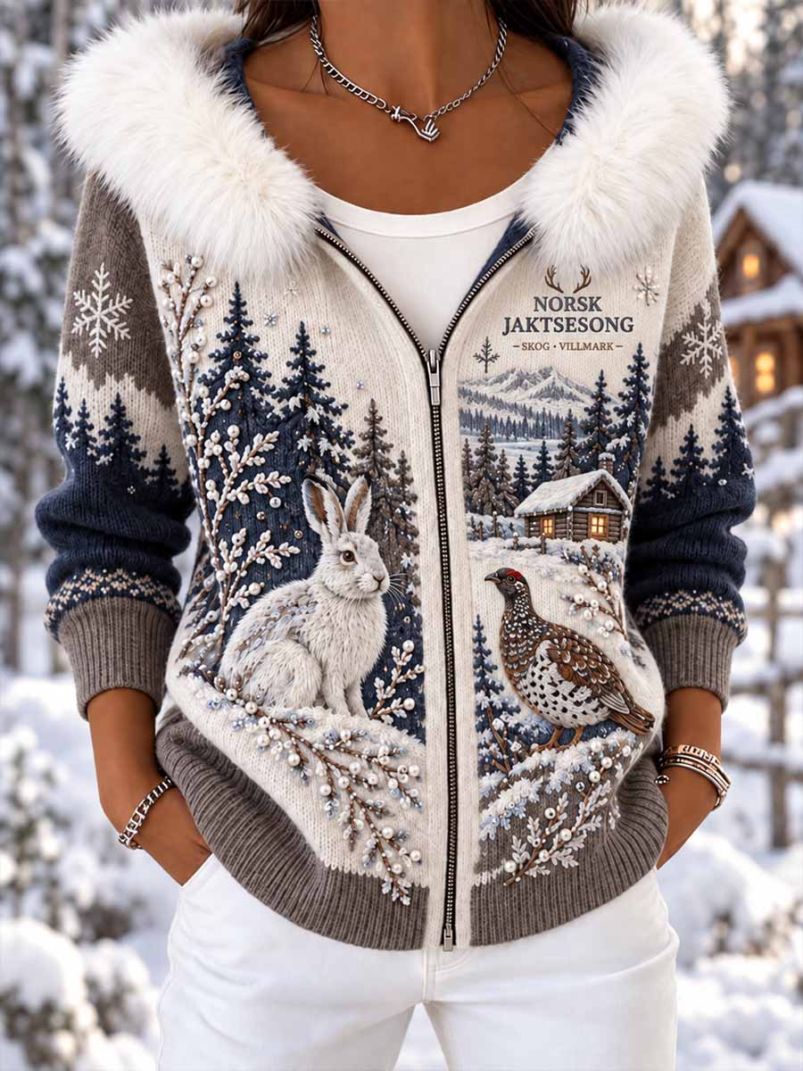 Kvinner i tradisjonell jakt sesong Mønster Skriv ut Hoodie Jake
