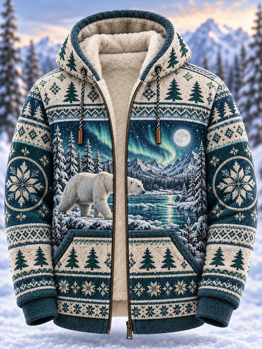 Mäns nordiska djur Skriv ut Flannel Hoodie Flannel