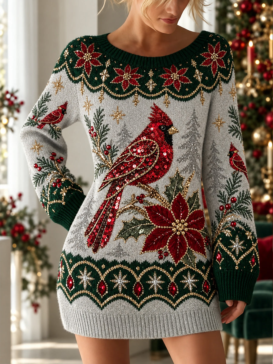 Damklänning i vintagestil med julmotiv, avslappnad och bekväm