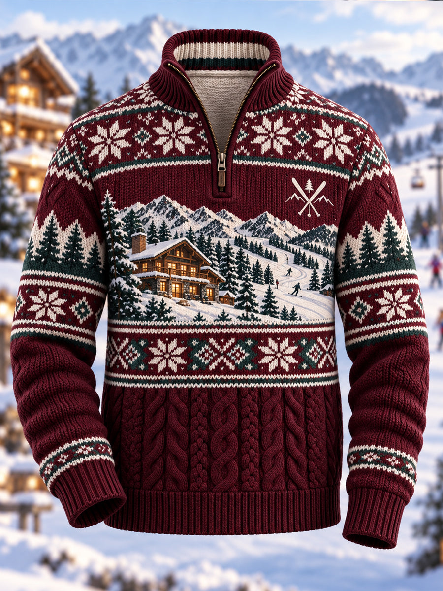 Mäns nordiska vintarv Half-Zip tröjar
