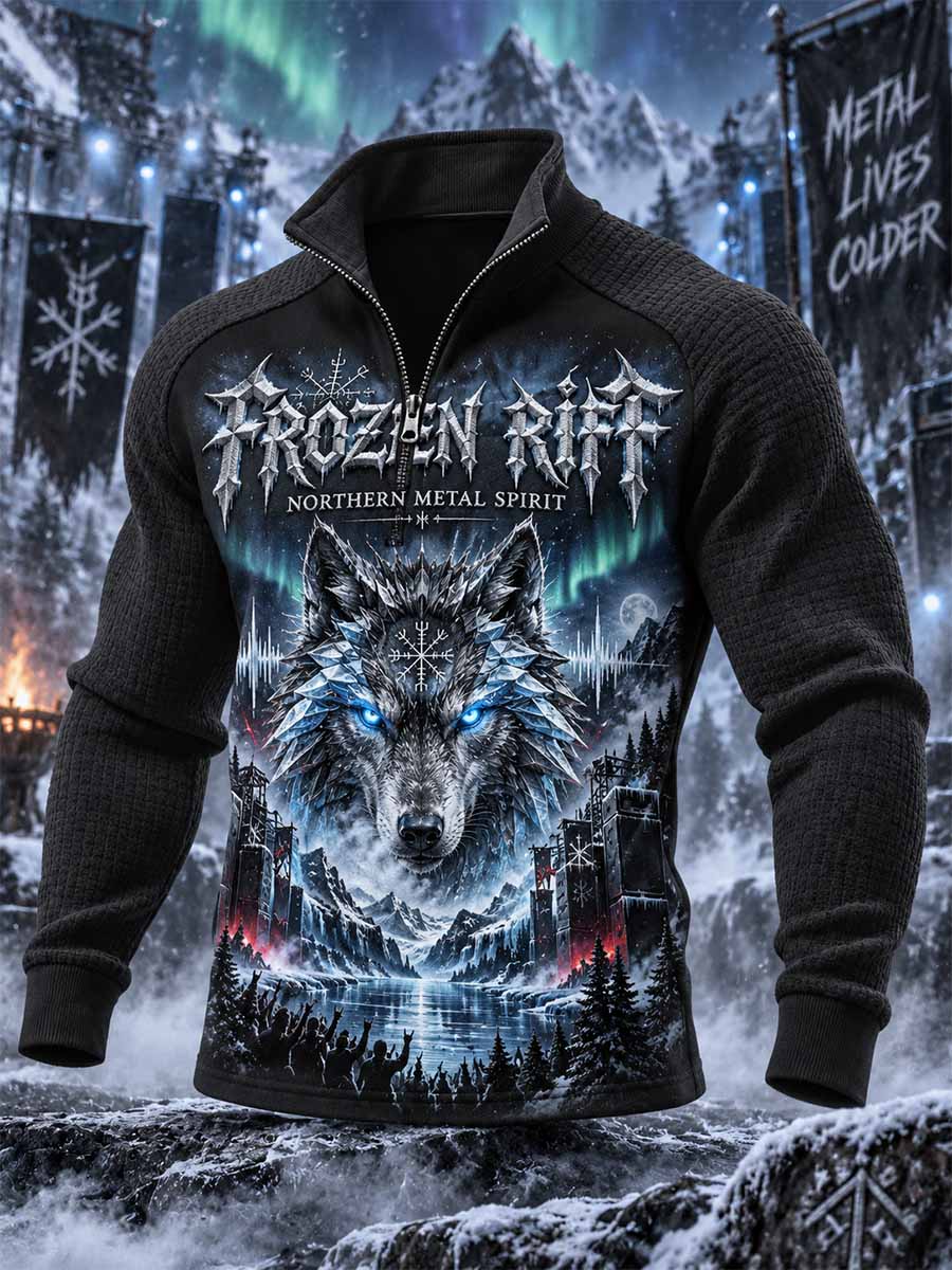 Menns vinterpolar natt tungt metallmusikk grafikk utskrifter kusering