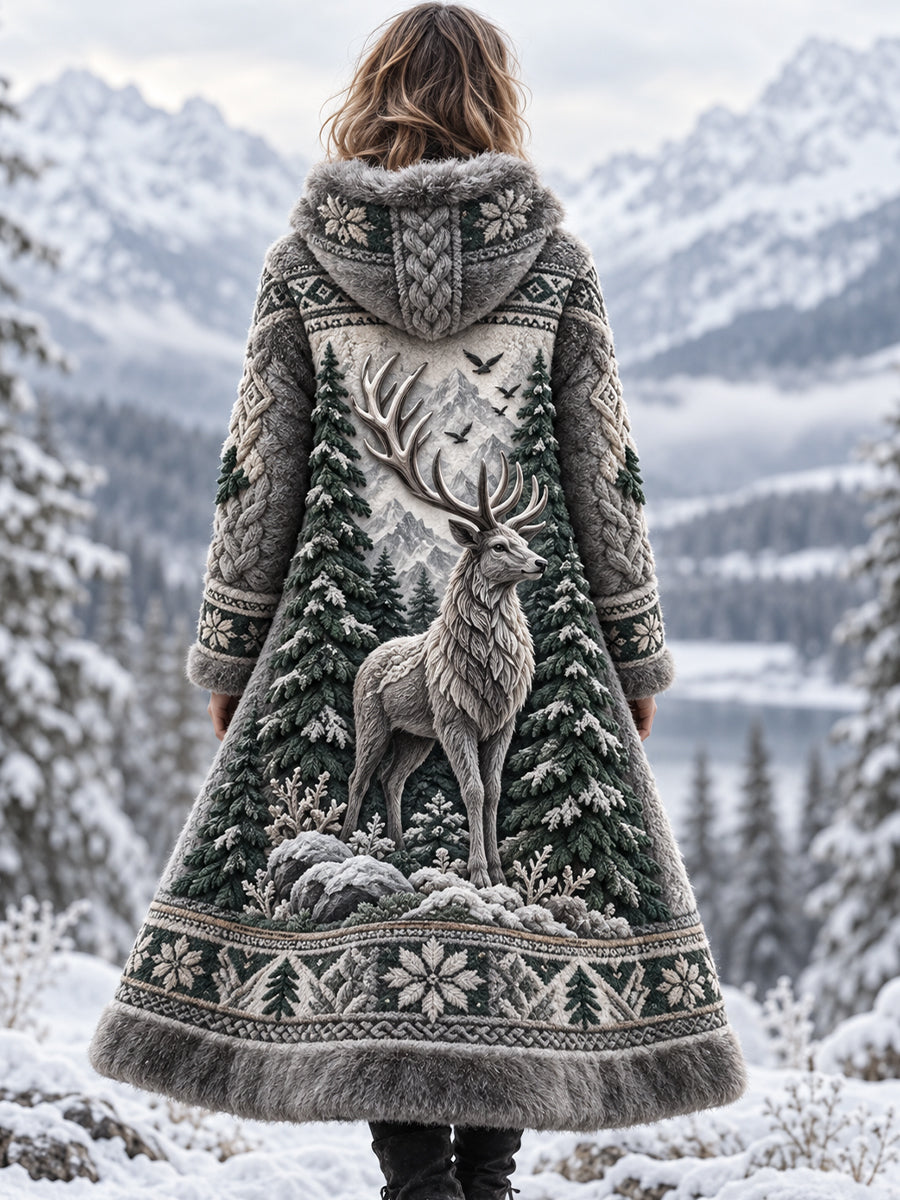 Dams jacka i nordiskt djurdesign, flanell
