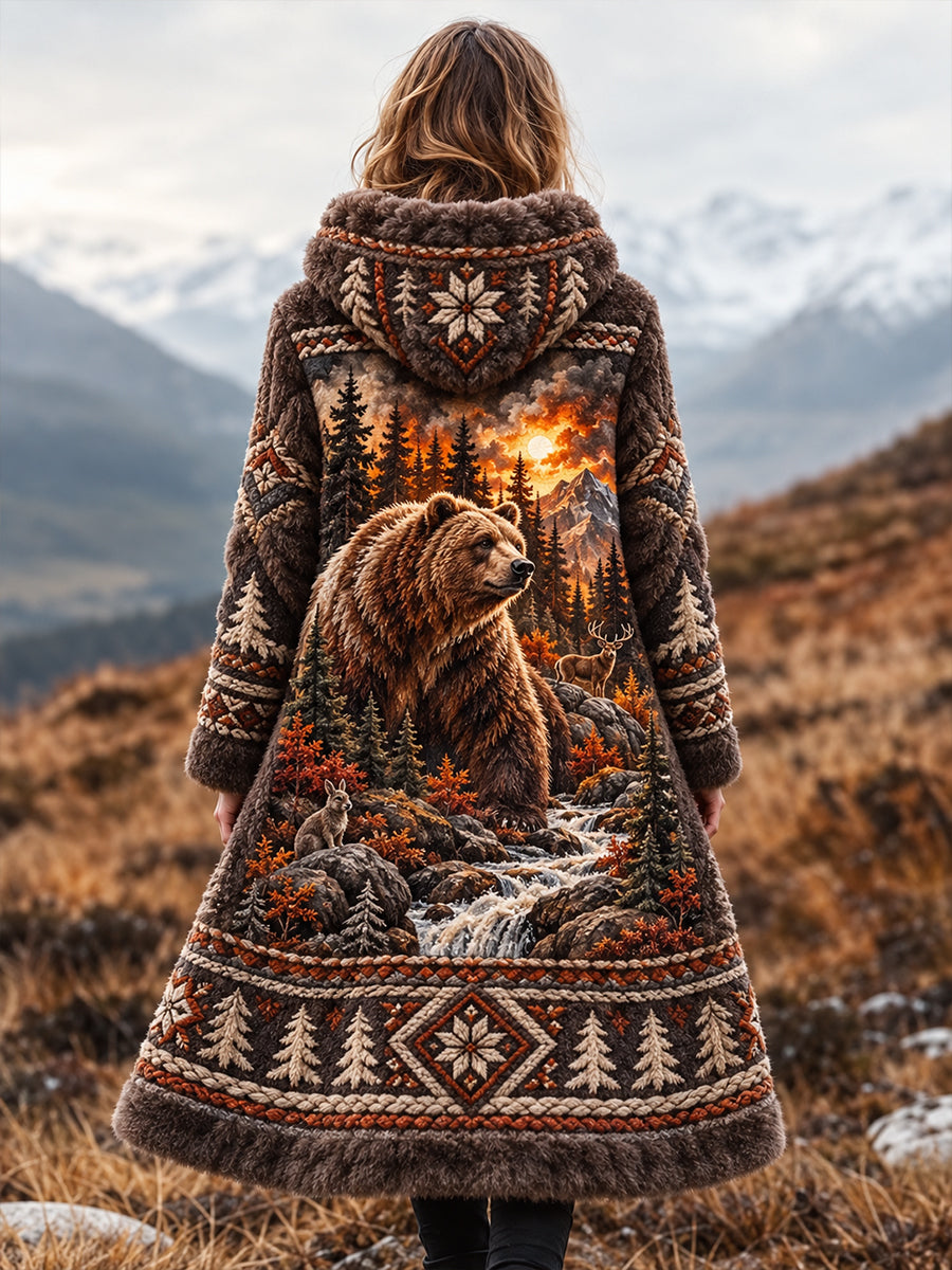 Dams jacka i nordiskt djurdesign, flanell