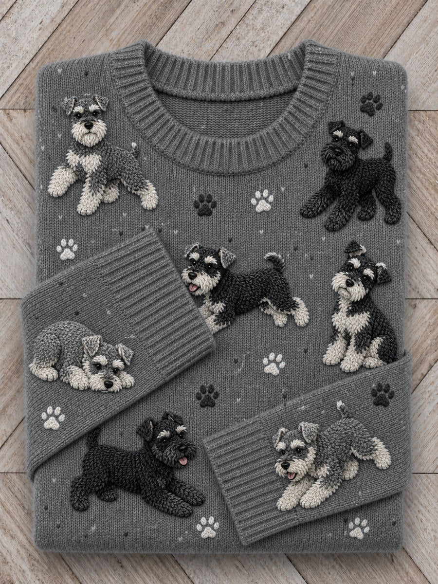Kvinnors ljuvliga Schnauzer hundar & tassar Print Mönster Skriv ut besättning hals tröjar