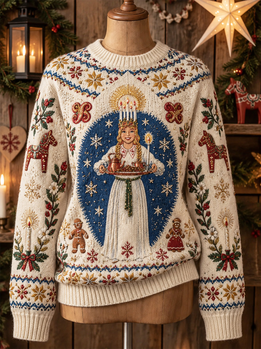 Kvinnlig Lucia Stjärnljus nordisk sweatshirt