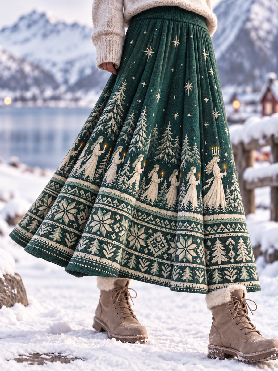 Damer Retro Luciadagsklassisk halvcirkelformad kjol