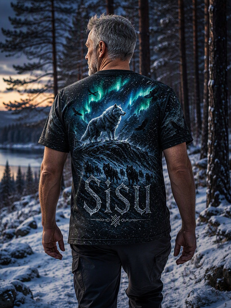 Miesten suomalainen veteraani Sisu Element -taidetuloste T-paita