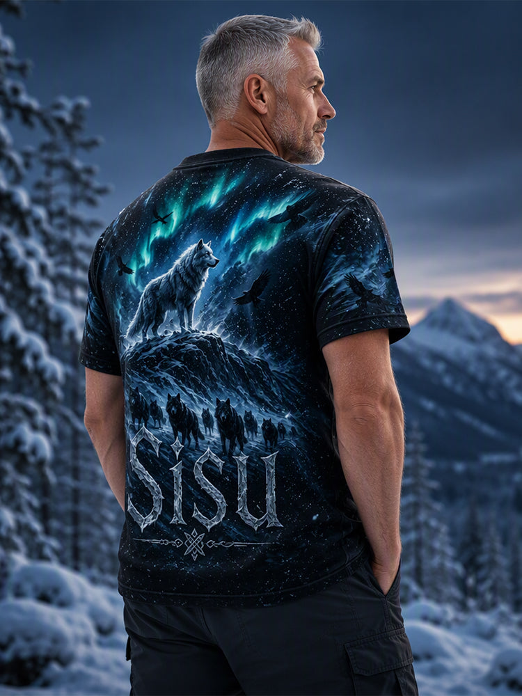 Miesten suomalainen veteraani Sisu Element -taidetuloste T-paita