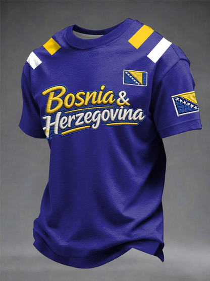 Herr Bosnien ZMAJEVI Fotbollsentusiast Tryckt kortärmad t-shirt