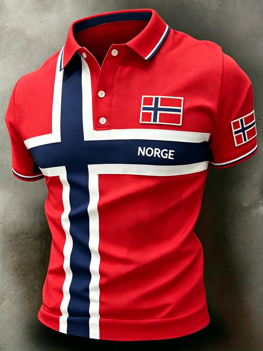 Herrarnas norska fotbollsmatch hejarkonsttryck polotröja