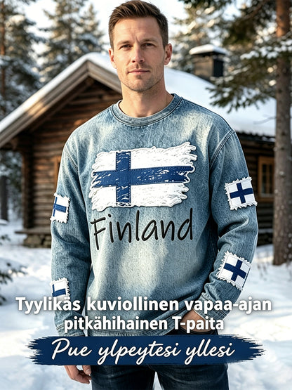 Mäns våffla lång ärm T-shirt