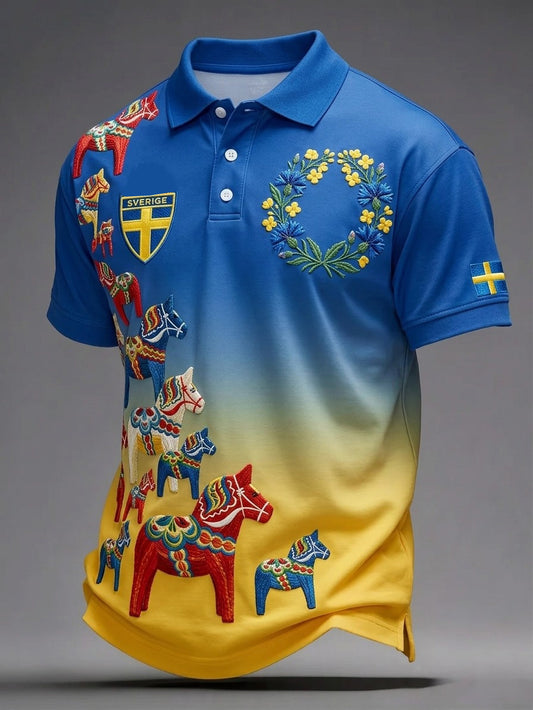 Herrens svenske fotball kortermet piké