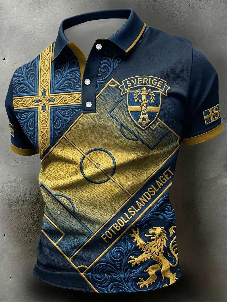Retro 2026-svensk stil fotbollstema lappstygnspolotröja