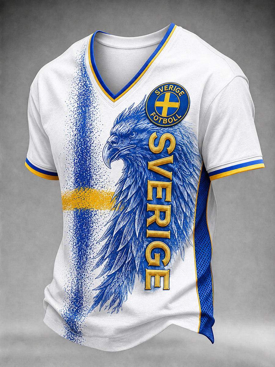 Retro svensk fotbollsfan-konsttryck avslappnad tröja