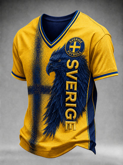 Retro svensk fotbollsfan-konsttryck avslappnad tröja