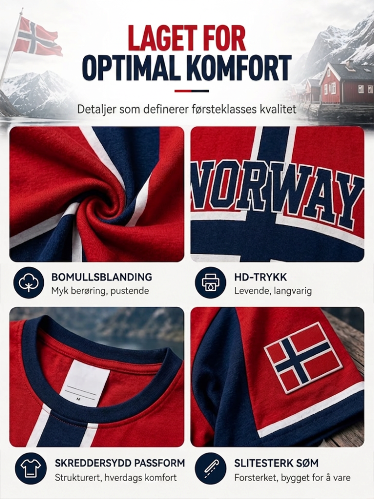 Herre Norge Fotball Fritids Sportsklær Unisex T-skjorte