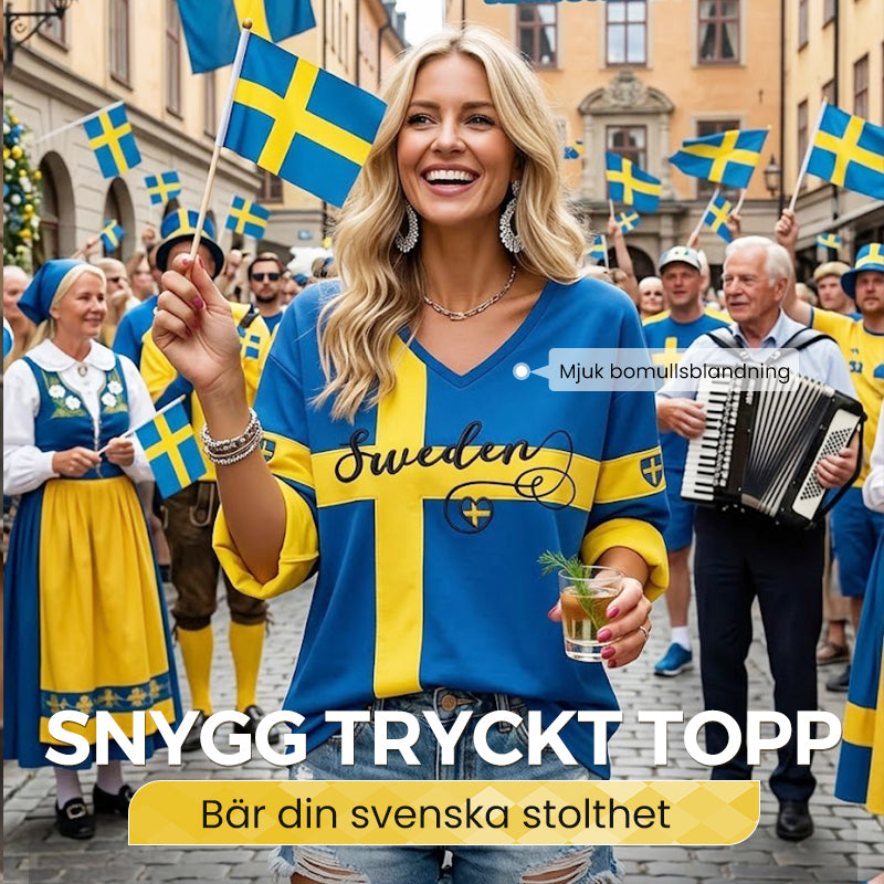 Kvinnors tryckta V-hals topp