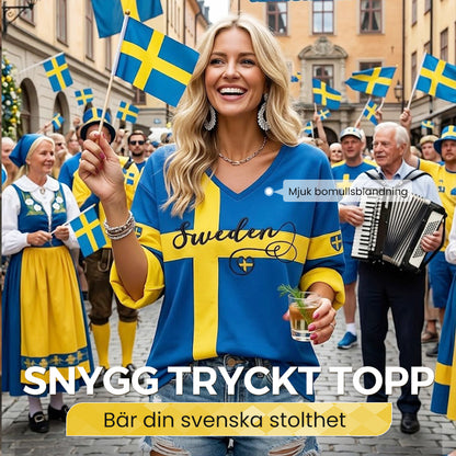 Kvinnors tryckta V-hals topp