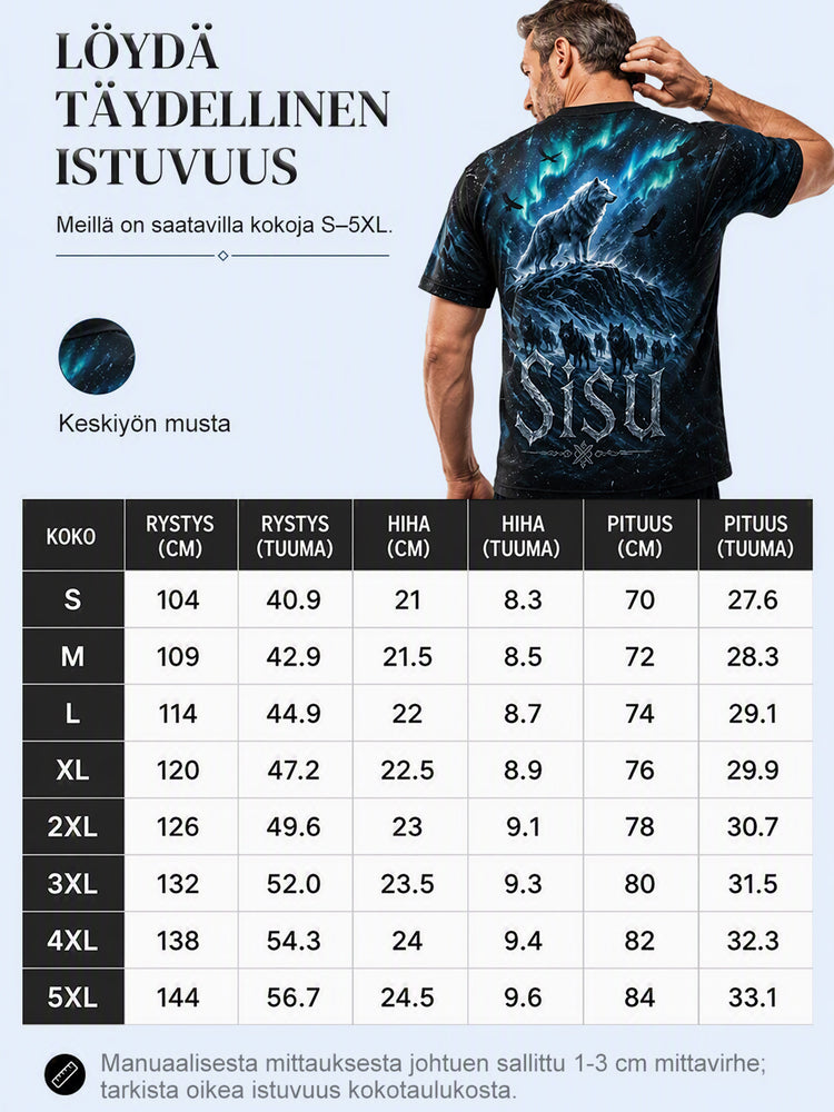 Miesten suomalainen veteraani Sisu Element -taidetuloste T-paita