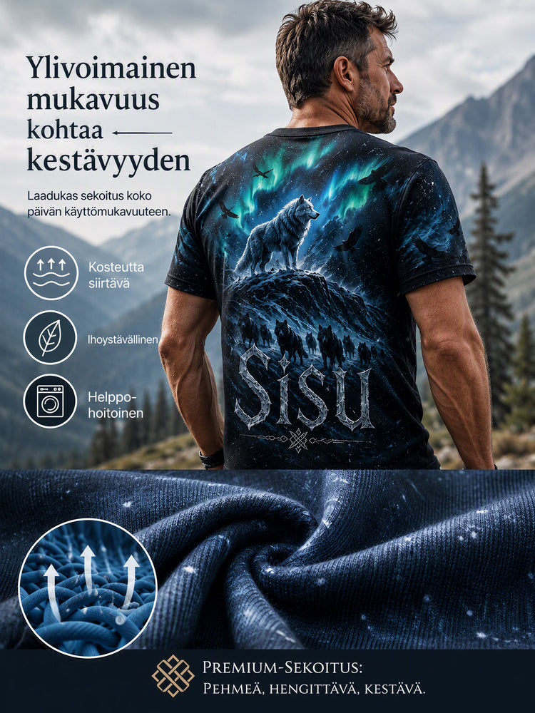 Miesten suomalainen veteraani Sisu Element -taidetuloste T-paita