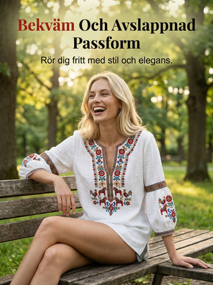 Kvinnors Vintage-stil svensk midsommar-Inspirerad bomull-Line blus