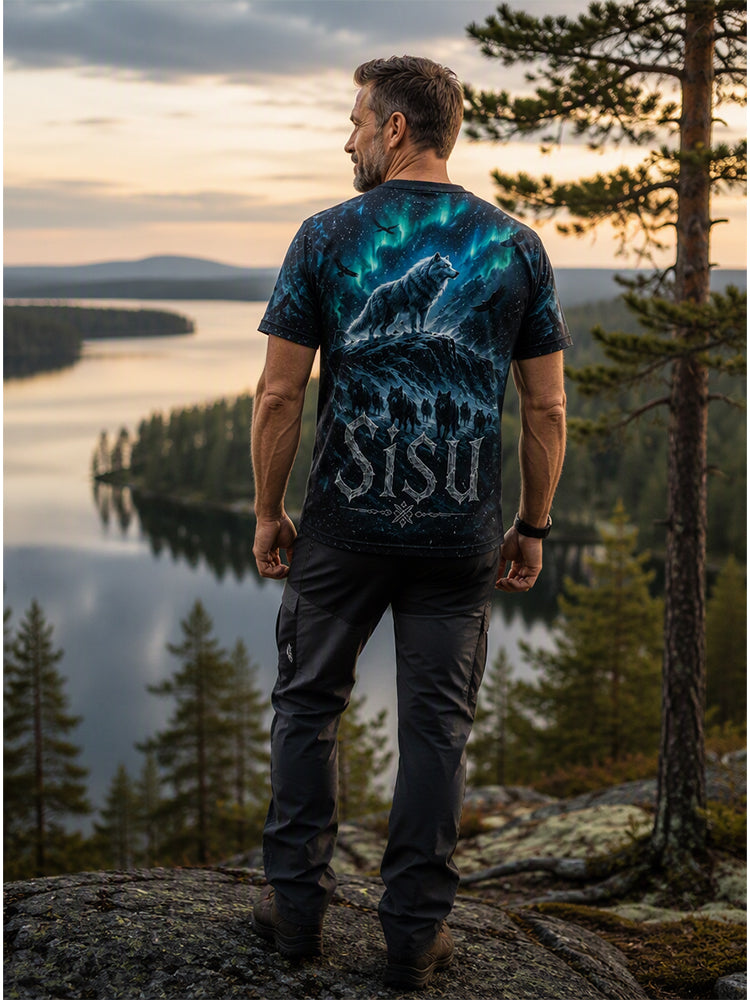 Miesten suomalainen veteraani Sisu Element -taidetuloste T-paita