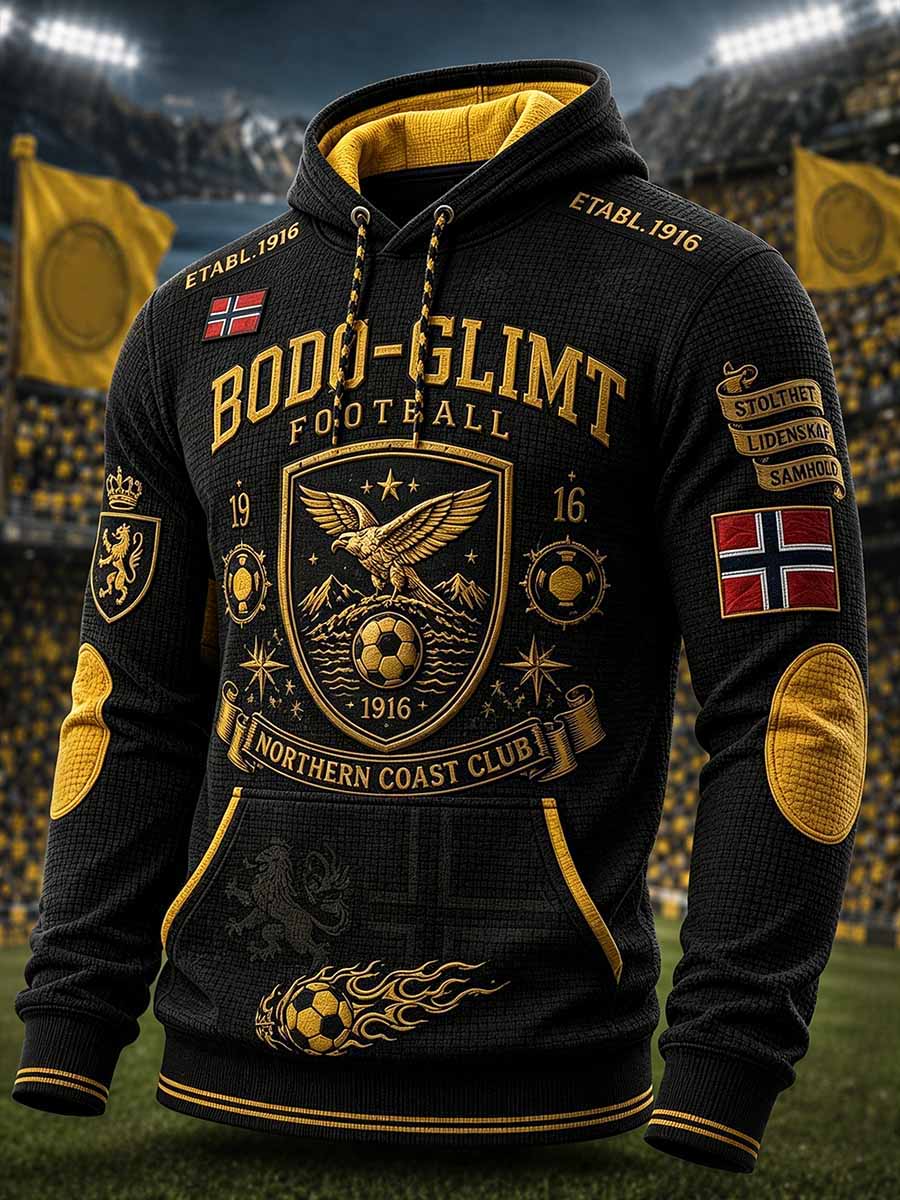 Genser med retro-Bodø Fotballag-mønster for menn