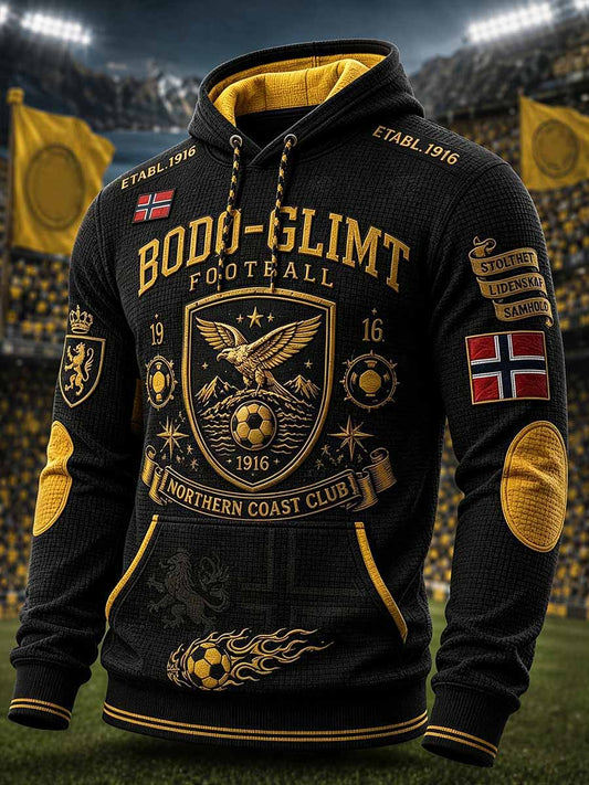 Genser med retro-Bodø Fotballag-mønster for menn