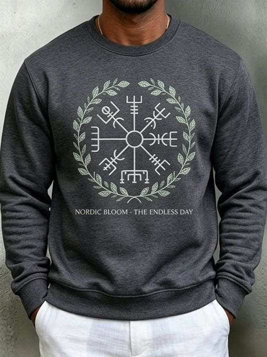 Herrevintage svensk midtsommer vegvisir blomsterkrans langermet genser