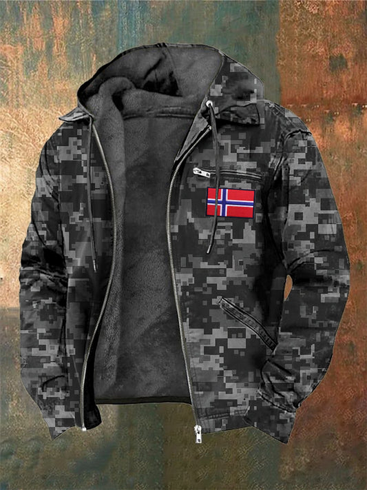 Menn's norsk fingeravtrykk lokket jakke.