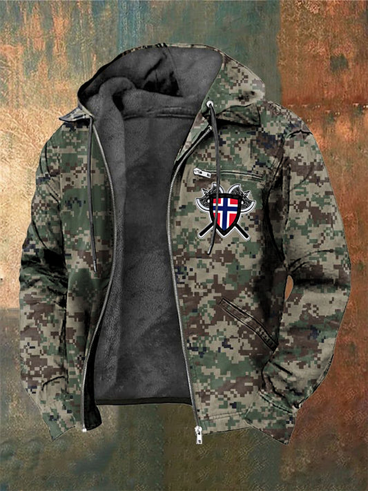 Menn's norsk fingeravtrykk lokket jakke.