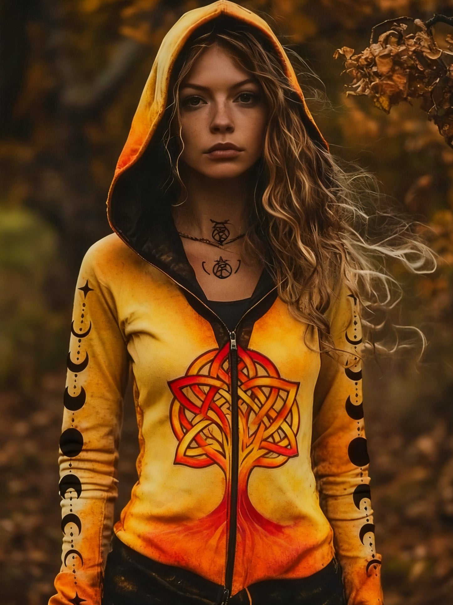 Kvinner Retro Viking Keltiske Knuttre i Liv Gradient Sports Hooded Jake