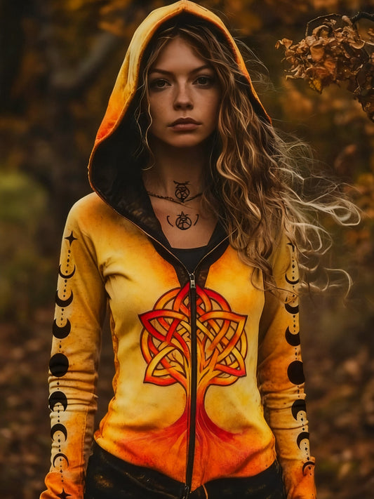 Kvinner Retro Viking Keltiske Knuttre i Liv Gradient Sports Hooded Jake