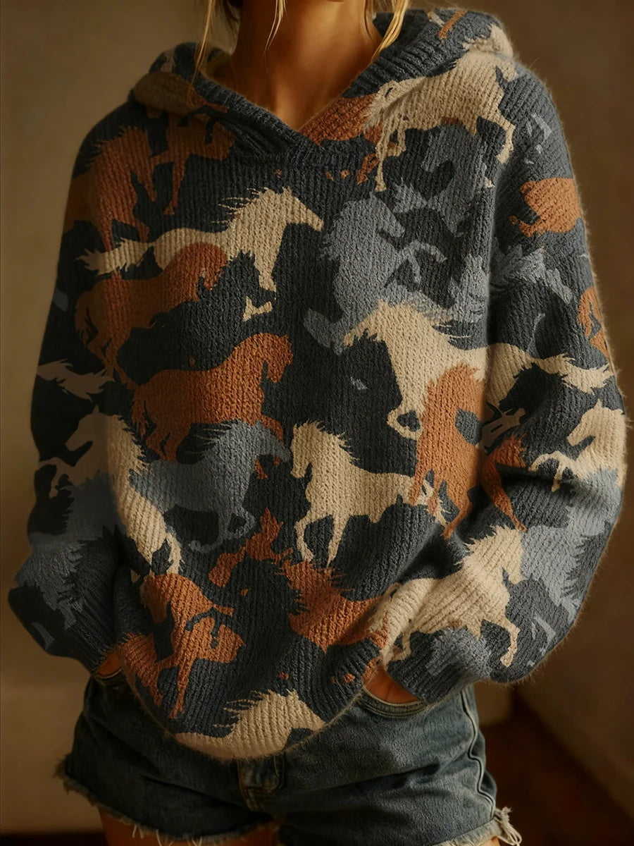 Kvinner Retro-hestkunst Skriv ut Casual Topp