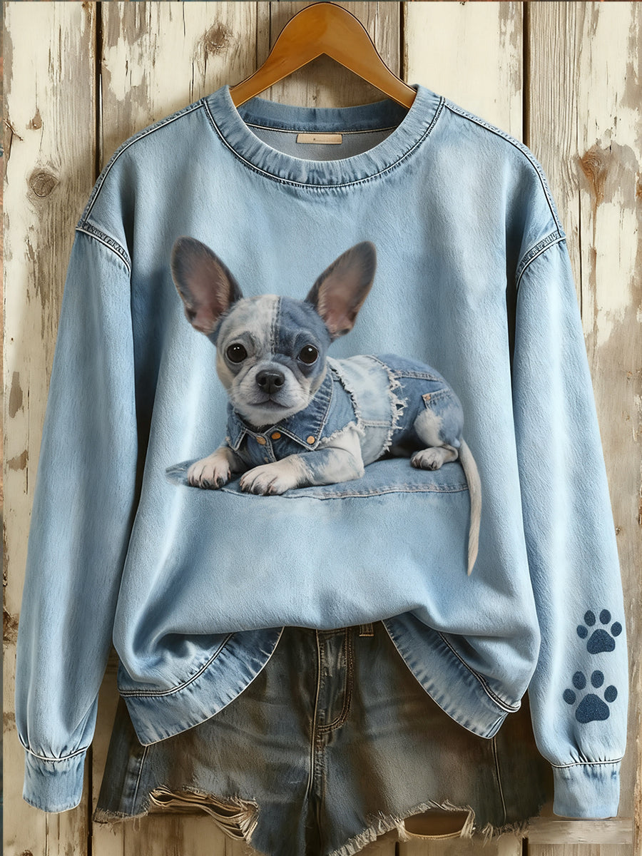 Kvinners Vintage Art Animal Print Comfort Strik topp