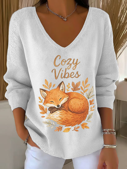 Kvinnelivblad Reve trykt V-hals øverst