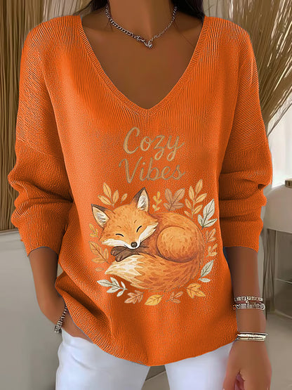 Kvinnelivblad Reve trykt V-hals øverst