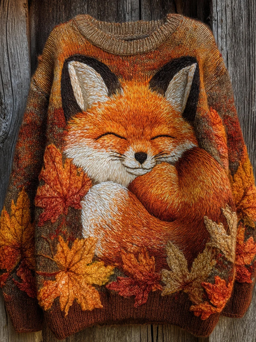 Kvinner Autumn Fox ART Sweatshirt