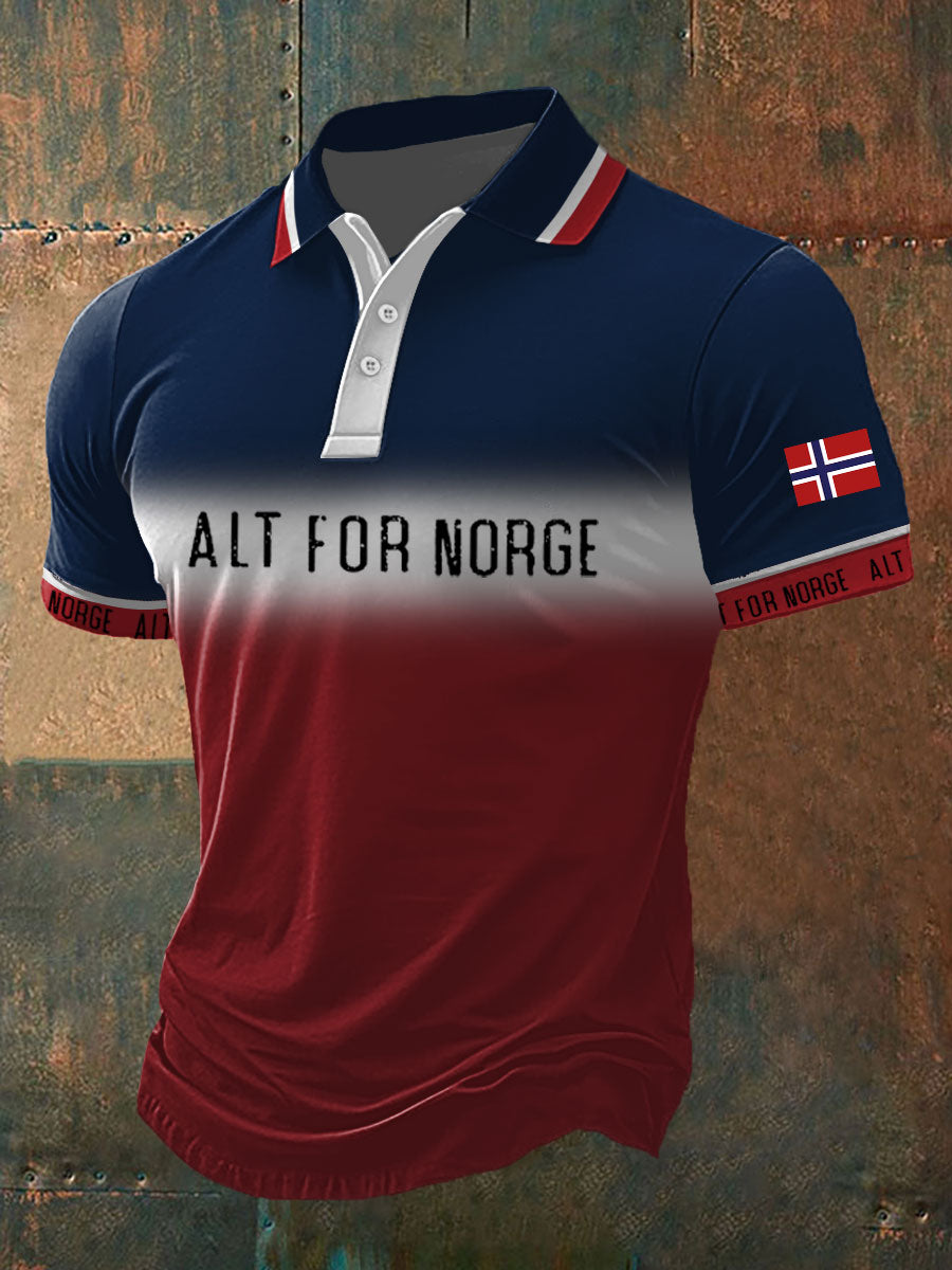 Nens Norges trykt polo skjert