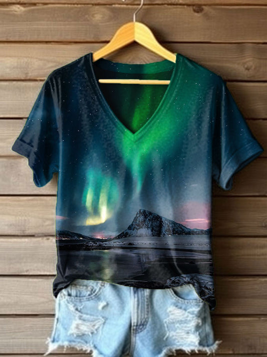 Norge Aurora Trykt T-skjorte
