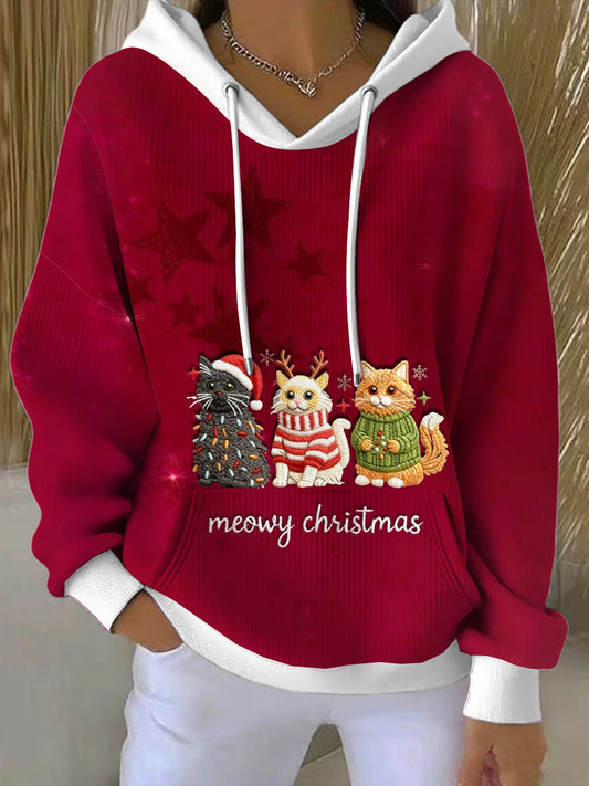 Damenes jul 3D-katten Hooded Sweatshirt